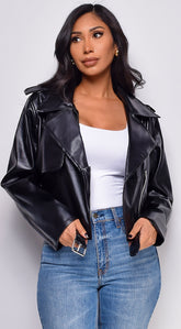 Piper Faux Leather Jacket - Black